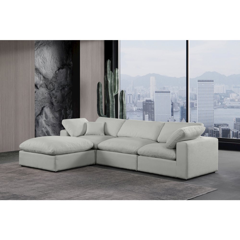 Comfy Grey Linen Textured Fabric Modular Sectional. Picture 3