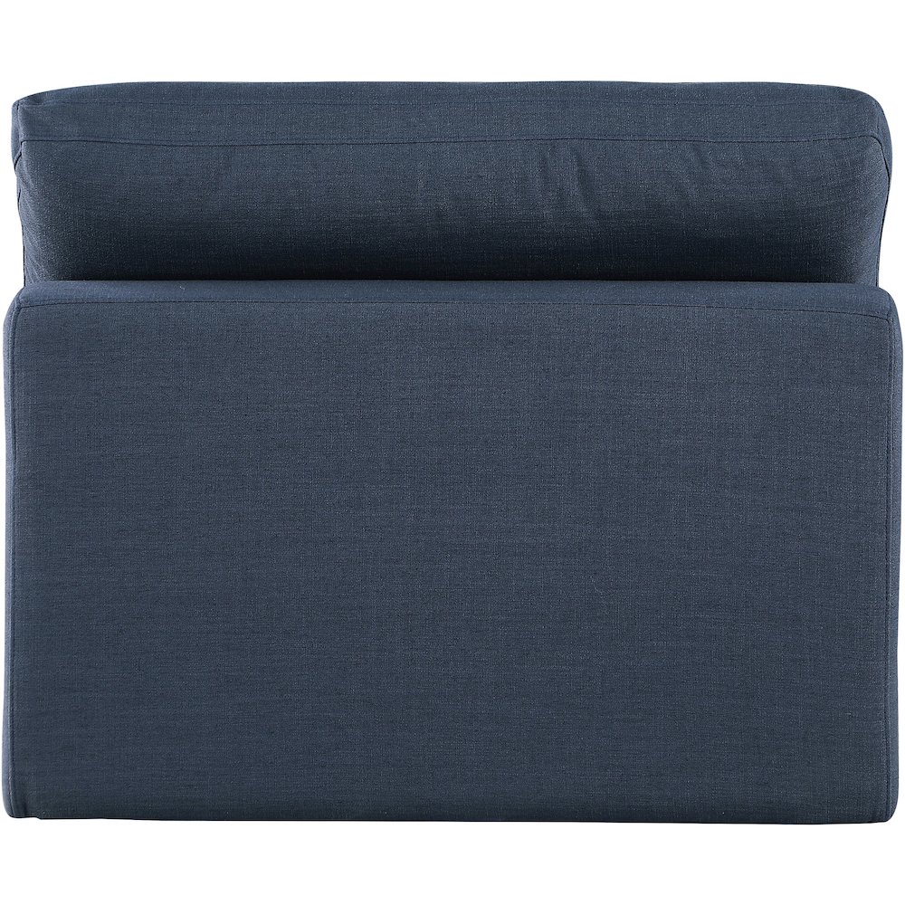 Comfy Navy Linen Textured Fabric Modular Armless Chair. Picture 3