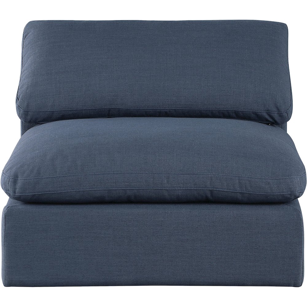 Comfy Navy Linen Textured Fabric Modular Armless Chair. Picture 4