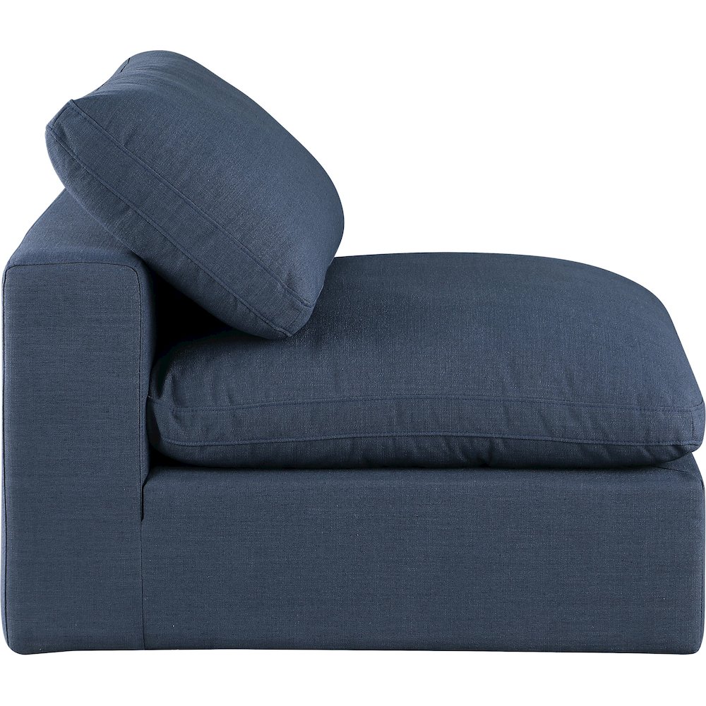 Comfy Navy Linen Textured Fabric Modular Armless Chair. Picture 5
