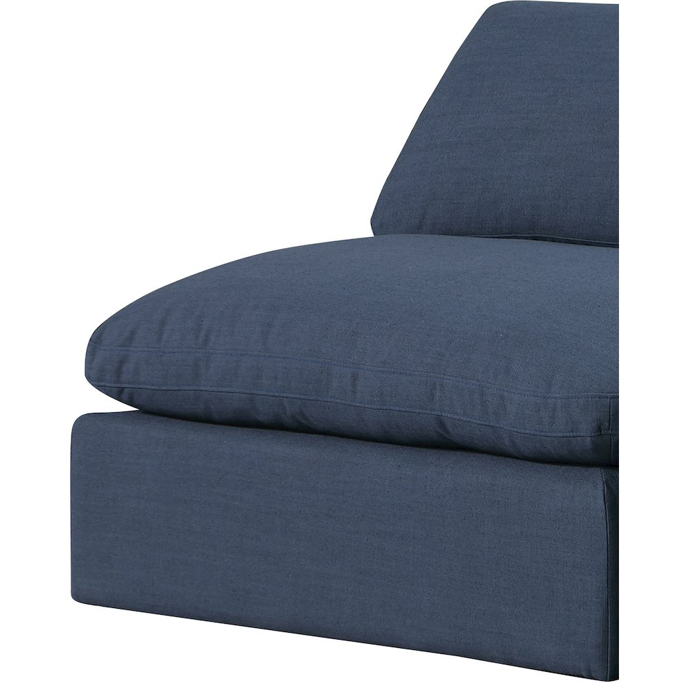 Comfy Navy Linen Textured Fabric Modular Armless Chair. Picture 7