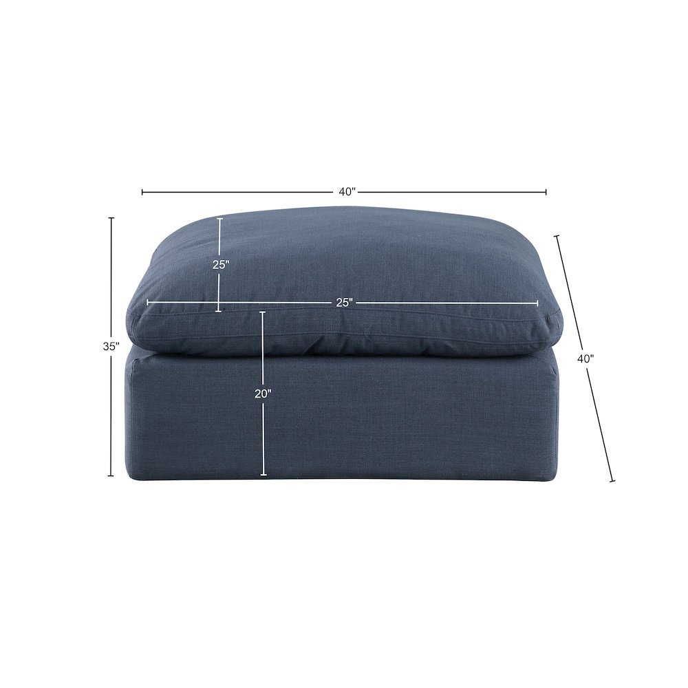 Comfy Navy Linen Textured Fabric Modular Ottoman. Picture 5