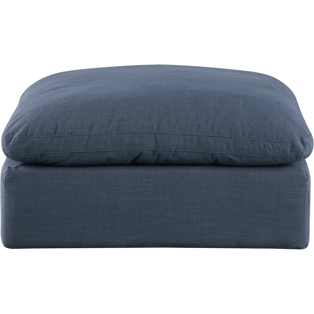 Comfy Navy Linen Textured Fabric Modular Ottoman. Picture 3