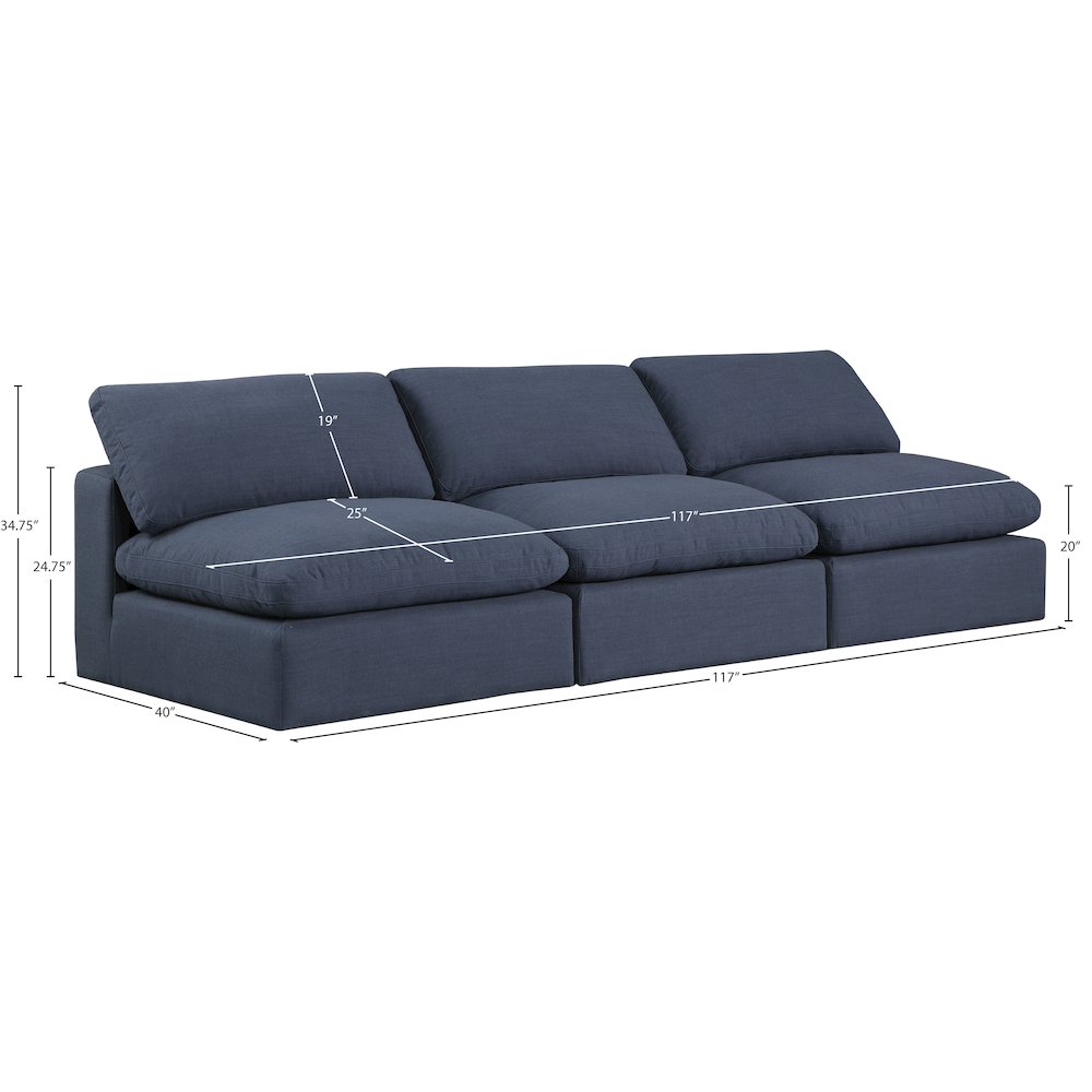 Comfy Navy Linen Textured Fabric Modular Sofa. Picture 9