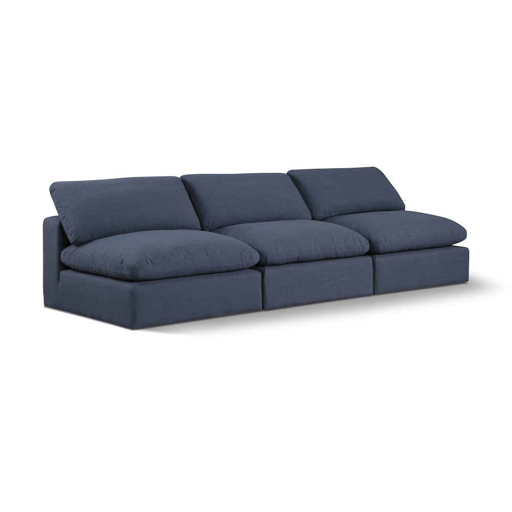 Comfy Navy Linen Textured Fabric Modular Sofa. Picture 1