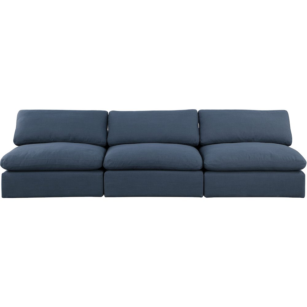 Comfy Navy Linen Textured Fabric Modular Sofa. Picture 4