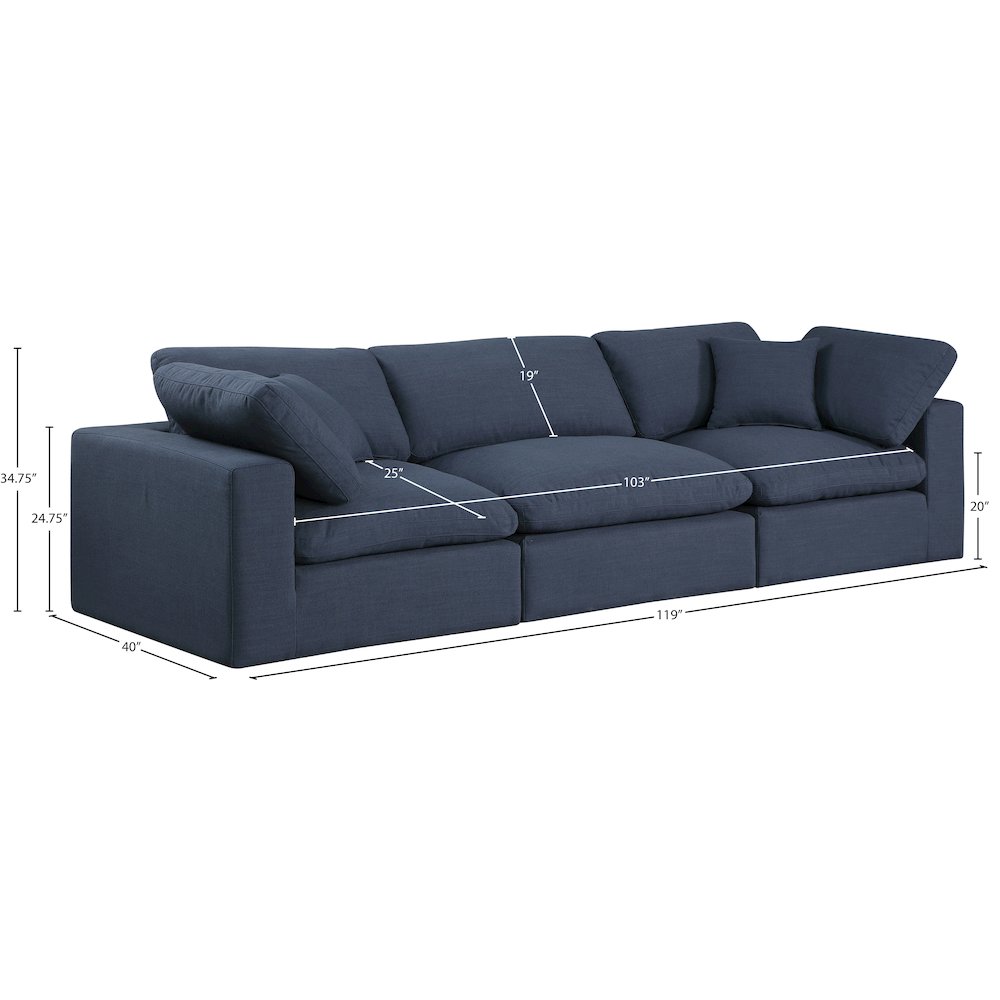 Comfy Navy Linen Textured Fabric Modular Sofa. Picture 9