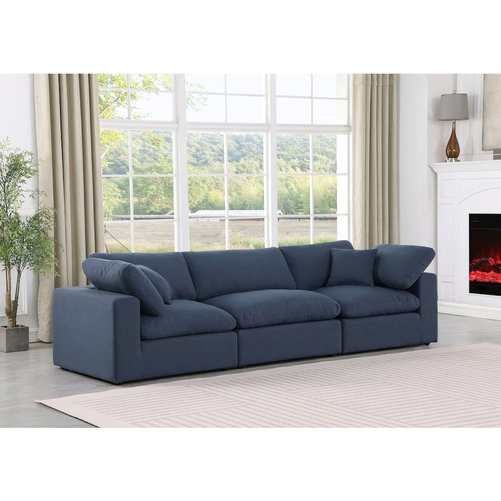 Comfy Navy Linen Textured Fabric Modular Sofa. Picture 2