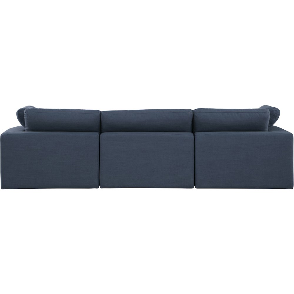 Comfy Navy Linen Textured Fabric Modular Sofa. Picture 3