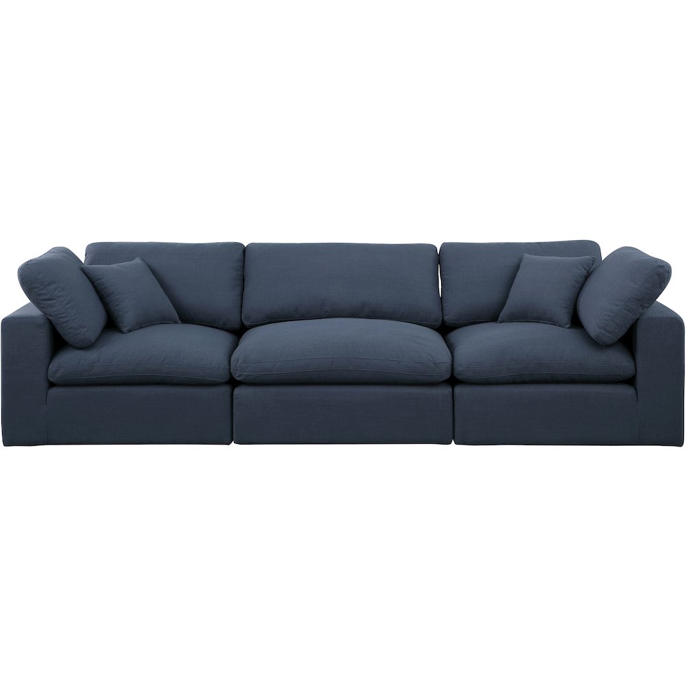 Comfy Navy Linen Textured Fabric Modular Sofa. Picture 4