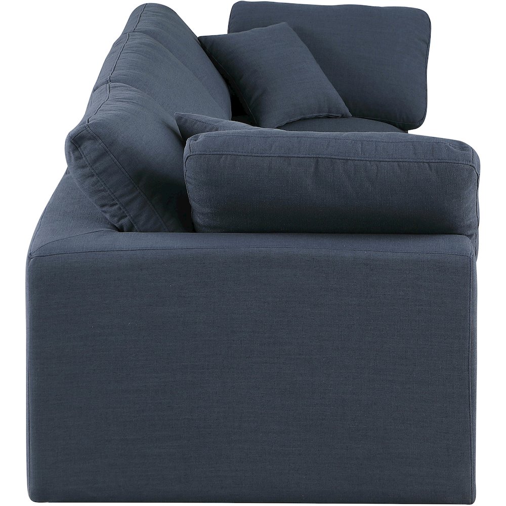 Comfy Navy Linen Textured Fabric Modular Sofa. Picture 5