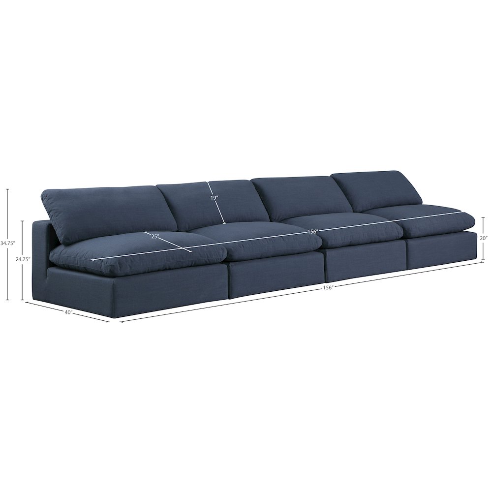 Comfy Navy Linen Textured Fabric Modular Sofa. Picture 9