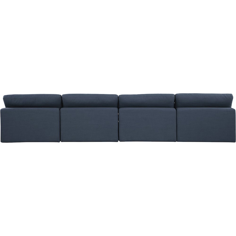 Comfy Navy Linen Textured Fabric Modular Sofa. Picture 3