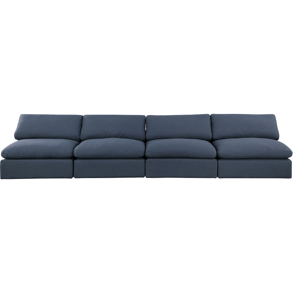 Comfy Navy Linen Textured Fabric Modular Sofa. Picture 4