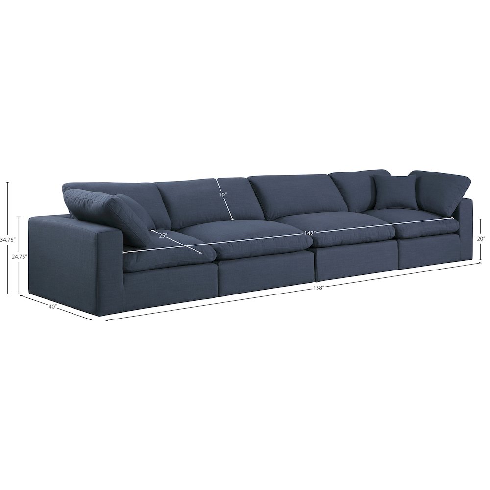 Comfy Navy Linen Textured Fabric Modular Sofa. Picture 9