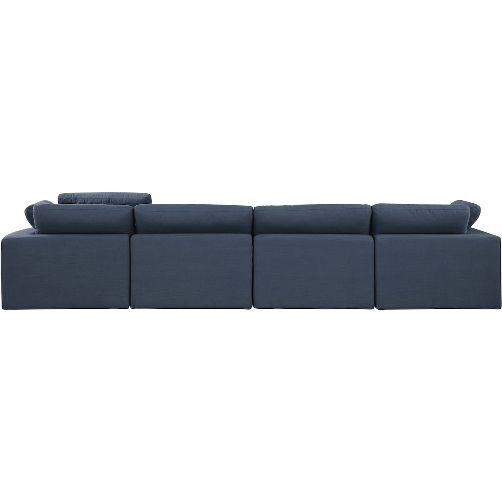 Comfy Navy Linen Textured Fabric Modular Sofa. Picture 3