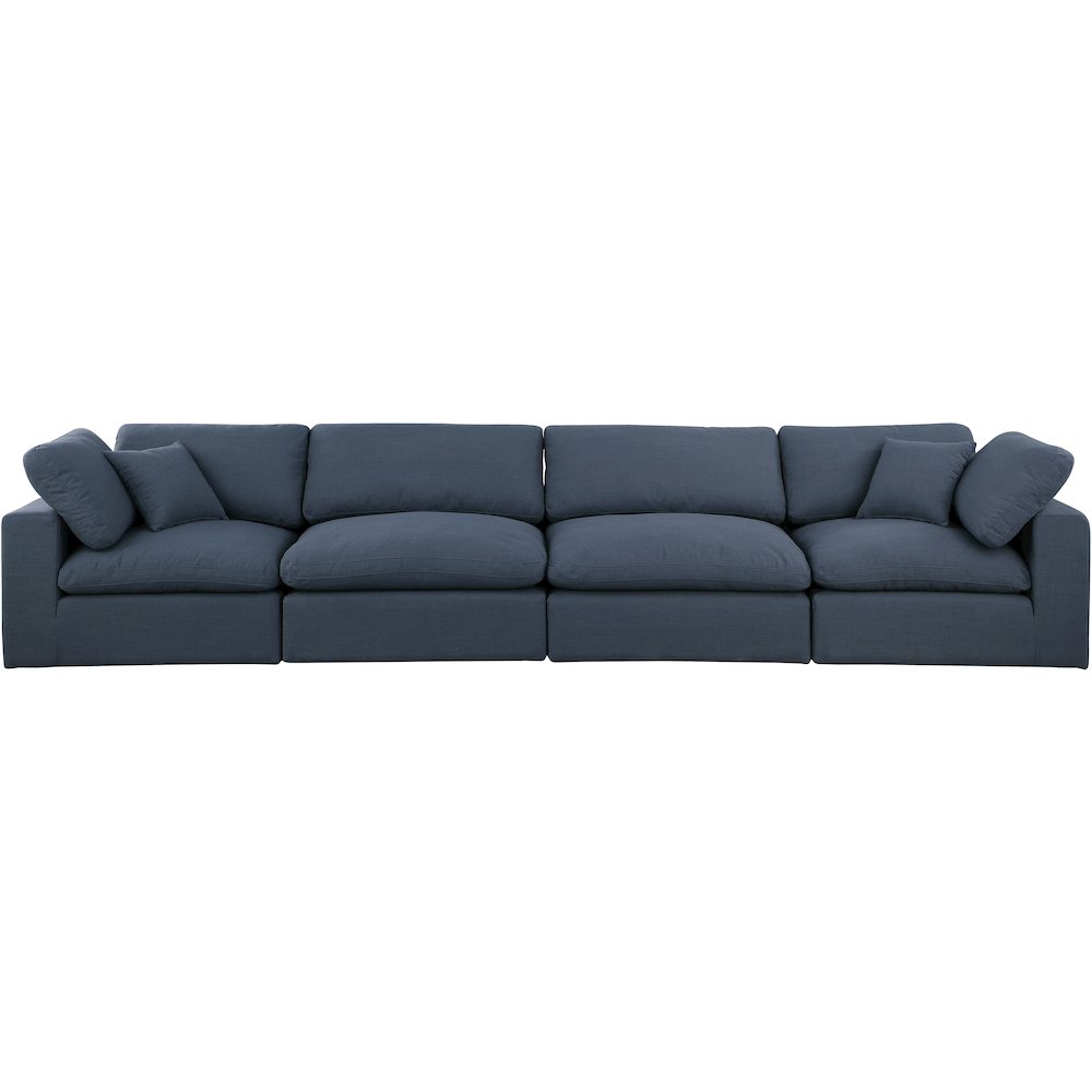 Comfy Navy Linen Textured Fabric Modular Sofa. Picture 4