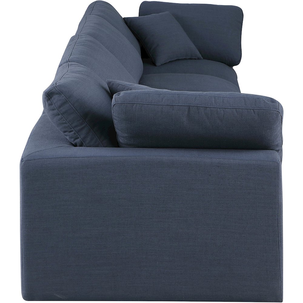 Comfy Navy Linen Textured Fabric Modular Sofa. Picture 5