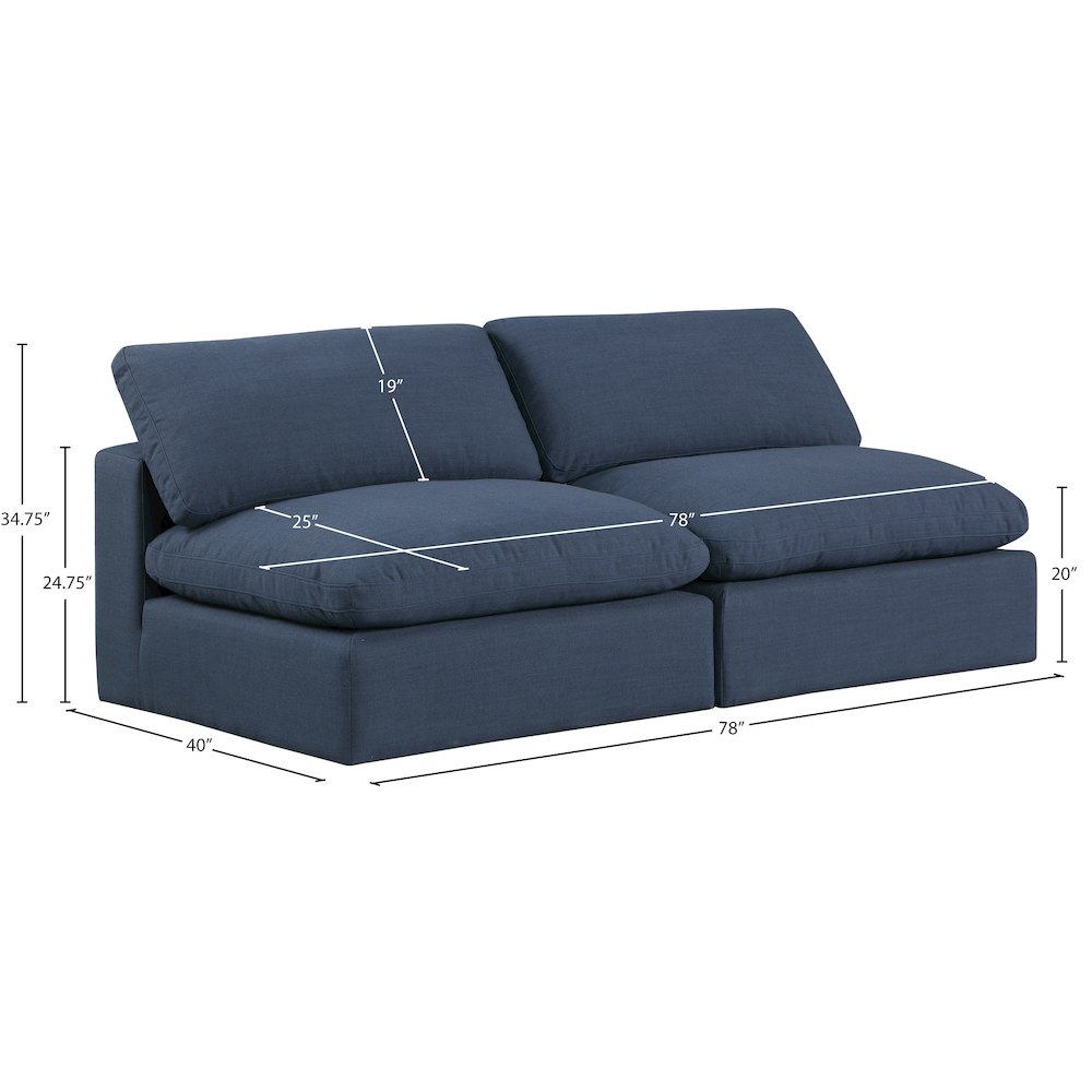 Comfy Navy Linen Textured Fabric Modular Sofa. Picture 9