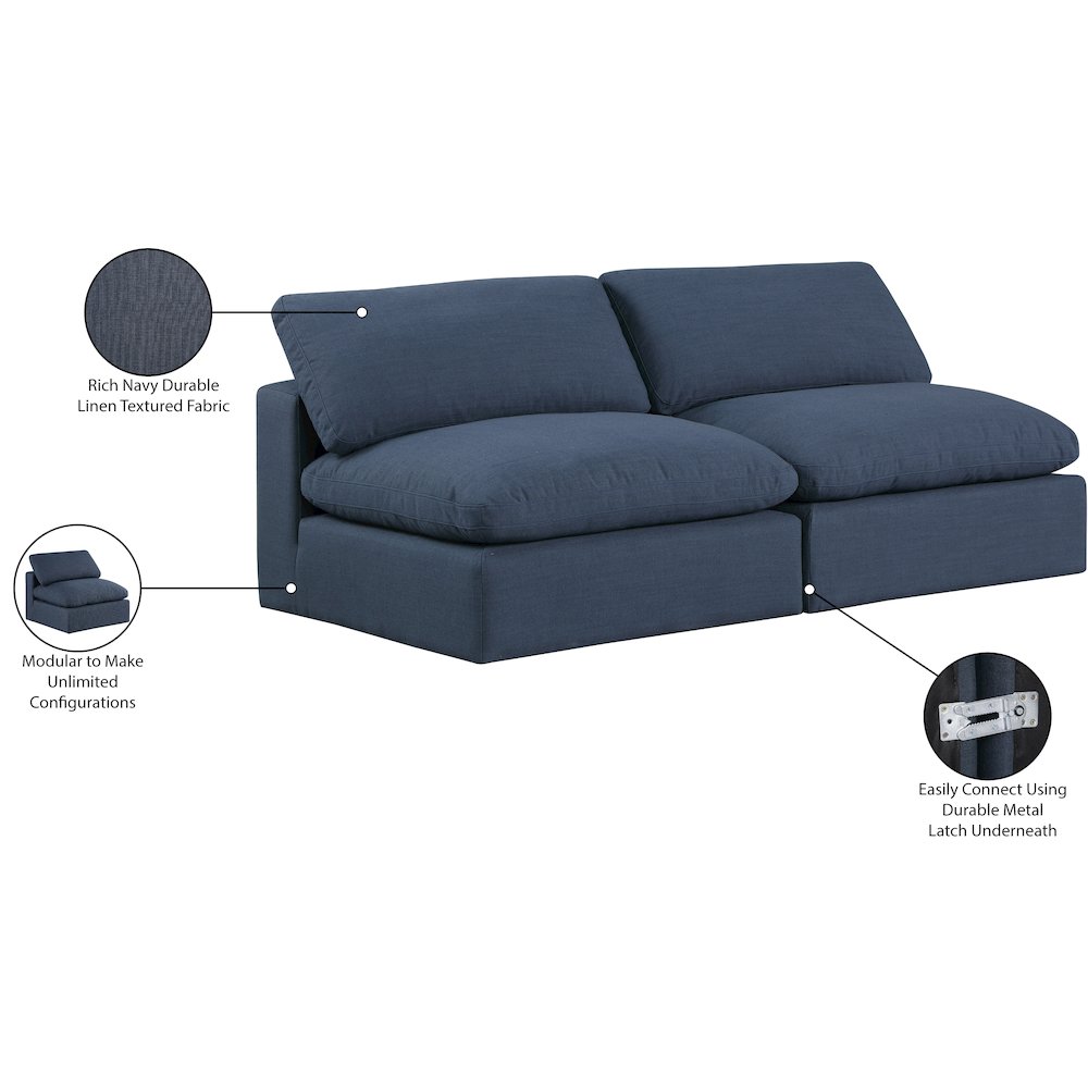 Comfy Navy Linen Textured Fabric Modular Sofa. Picture 10