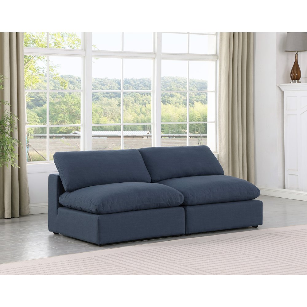 Comfy Navy Linen Textured Fabric Modular Sofa. Picture 2