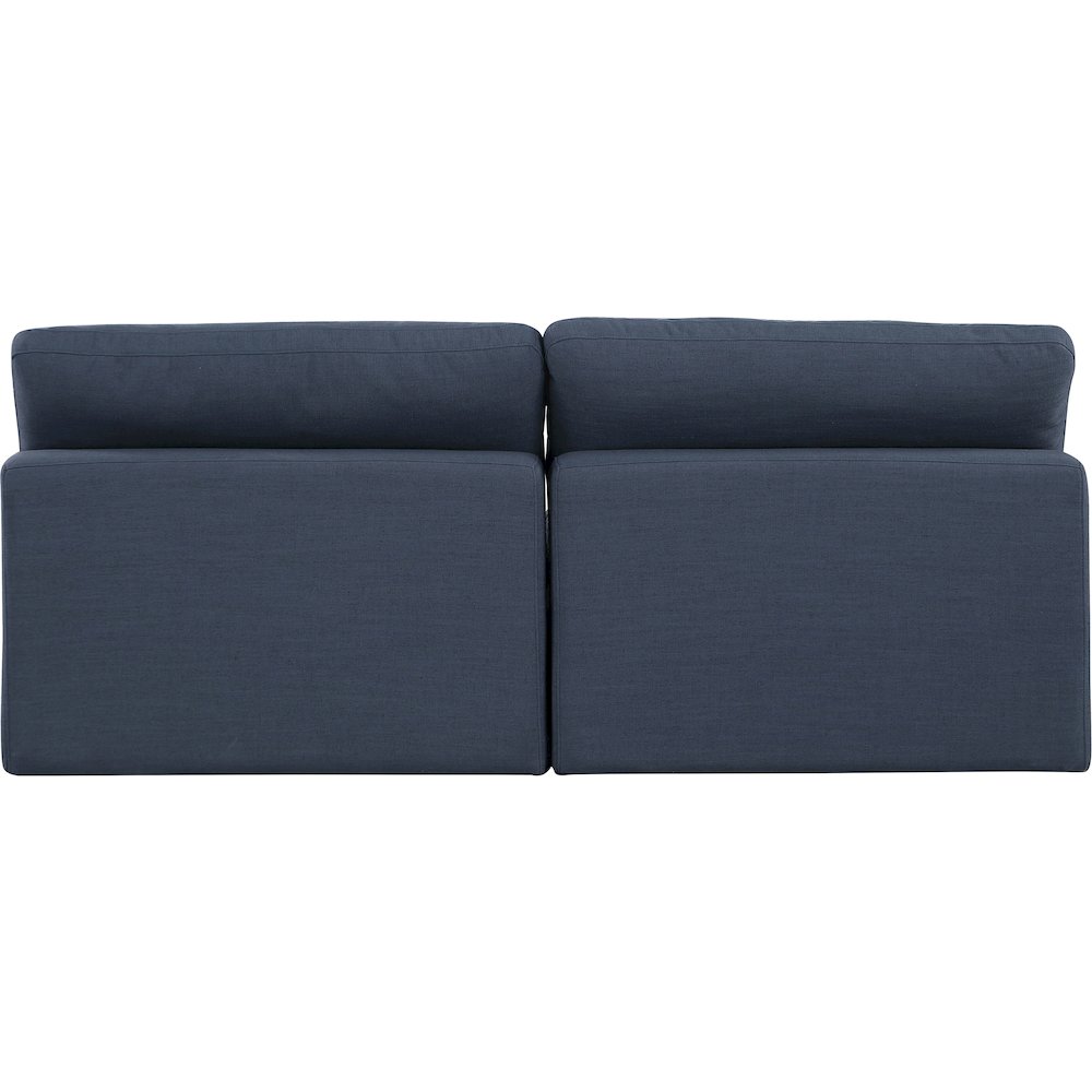 Comfy Navy Linen Textured Fabric Modular Sofa. Picture 3
