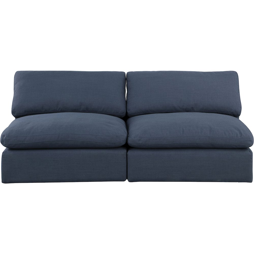 Comfy Navy Linen Textured Fabric Modular Sofa. Picture 4