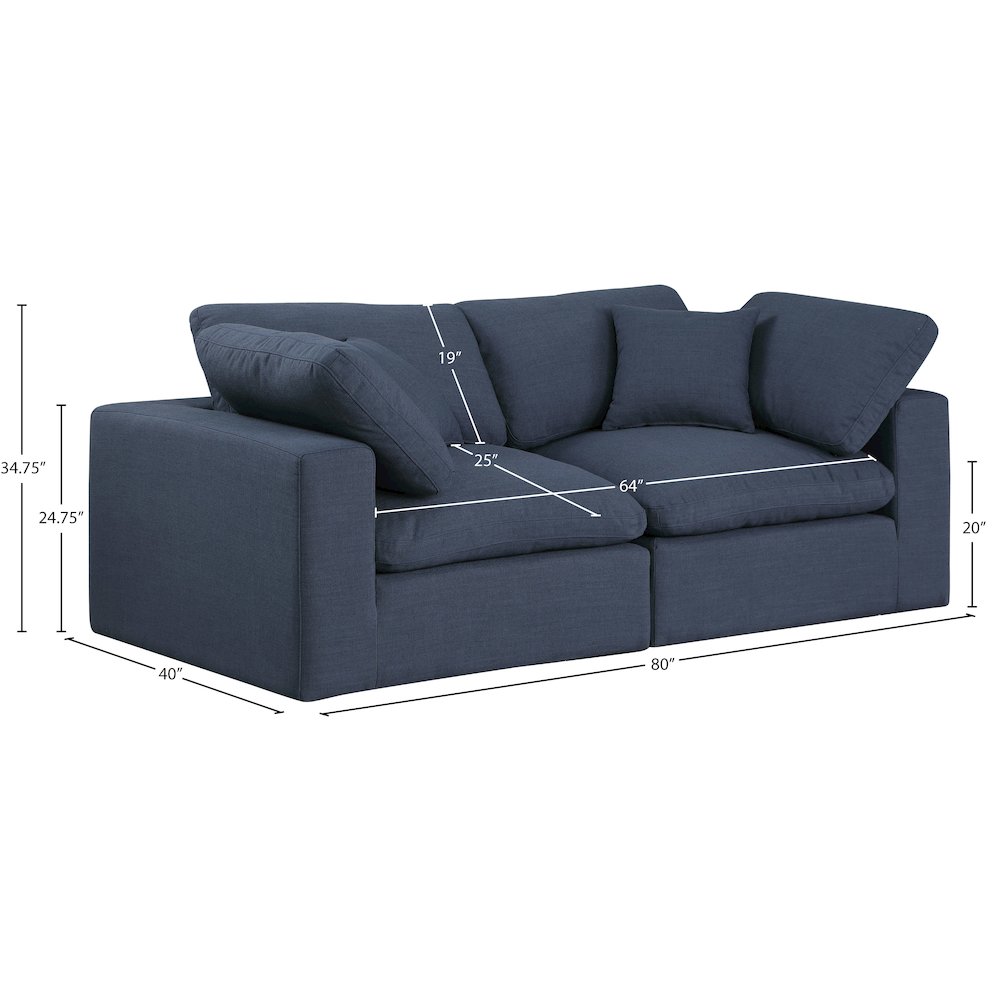 Comfy Navy Linen Textured Fabric Modular Sofa. Picture 9