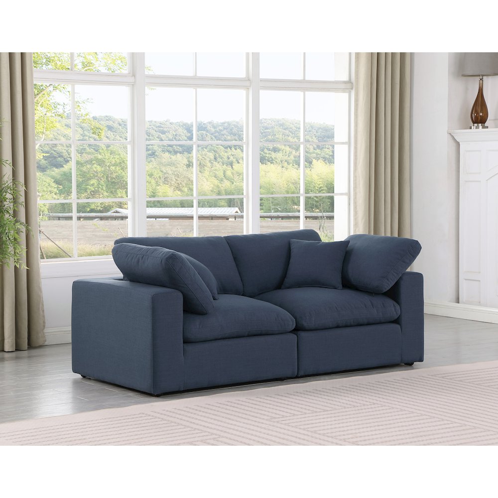 Comfy Navy Linen Textured Fabric Modular Sofa. Picture 2