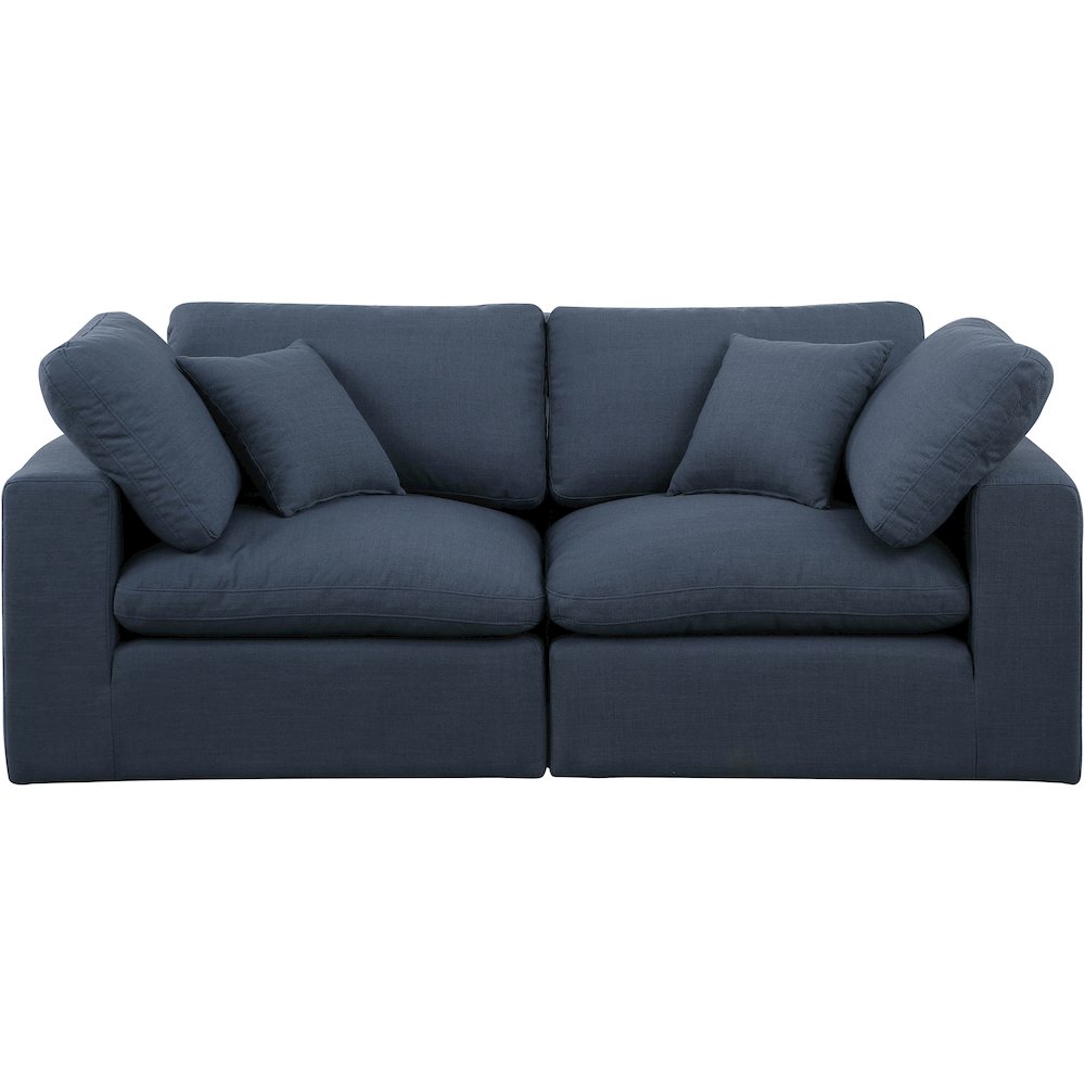Comfy Navy Linen Textured Fabric Modular Sofa. Picture 4