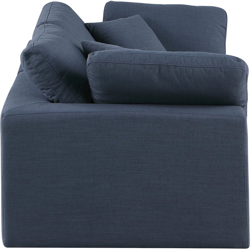 Comfy Navy Linen Textured Fabric Modular Sofa. Picture 5