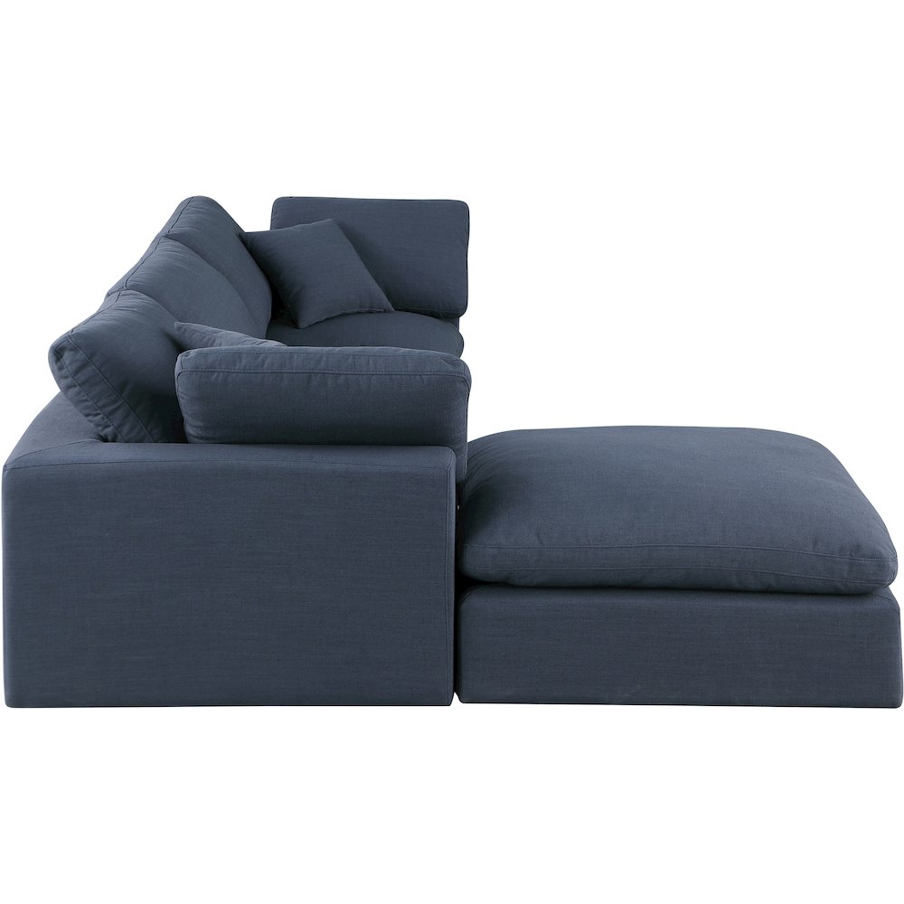 Comfy Navy Linen Textured Fabric Modular Sectional. Picture 10