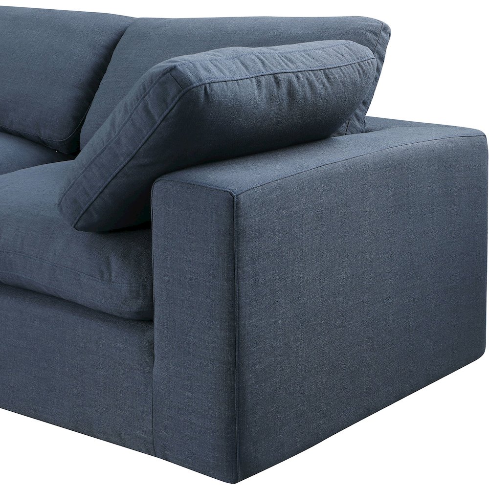 Comfy Navy Linen Textured Fabric Modular Sectional. Picture 12
