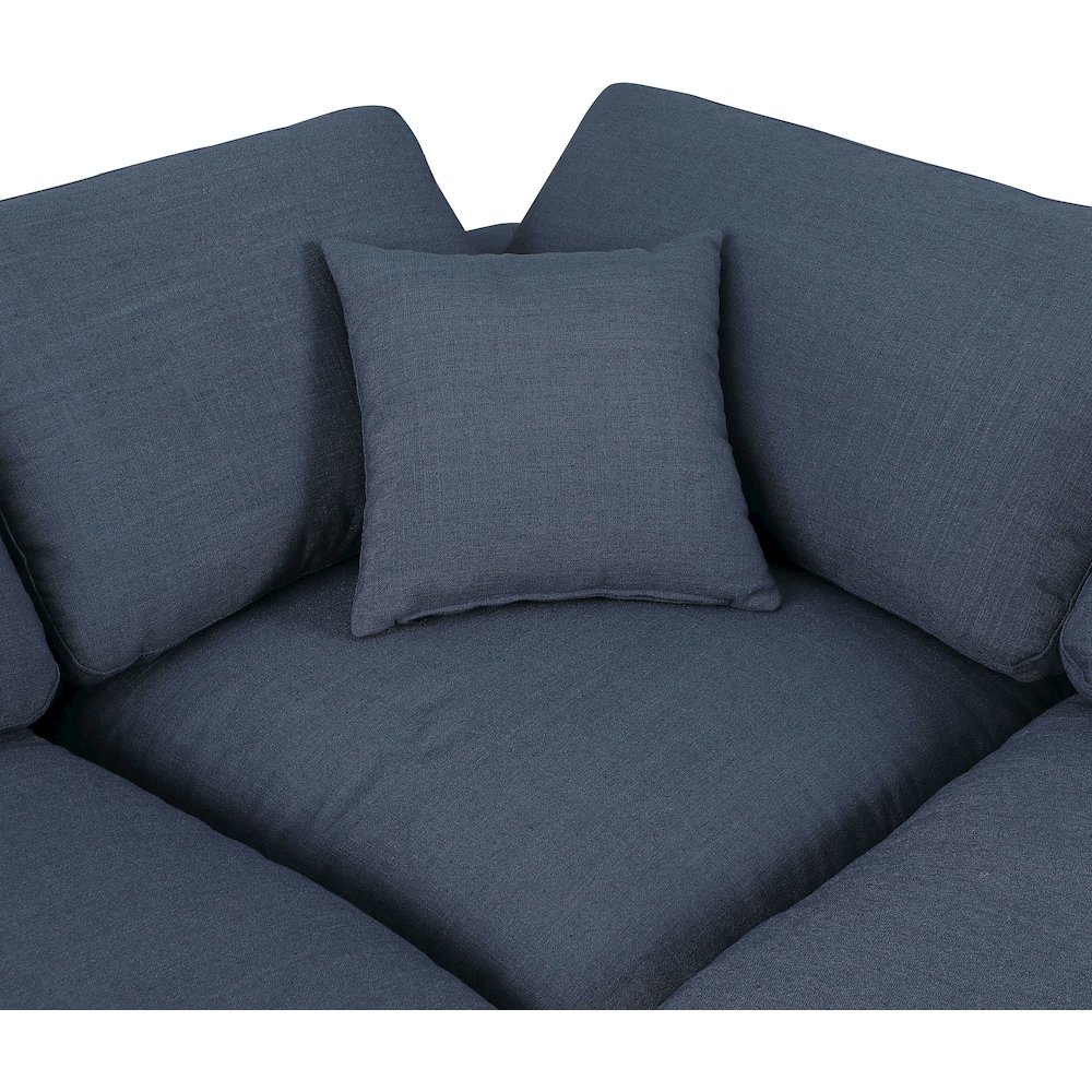 Comfy Navy Linen Textured Fabric Modular Sectional. Picture 13