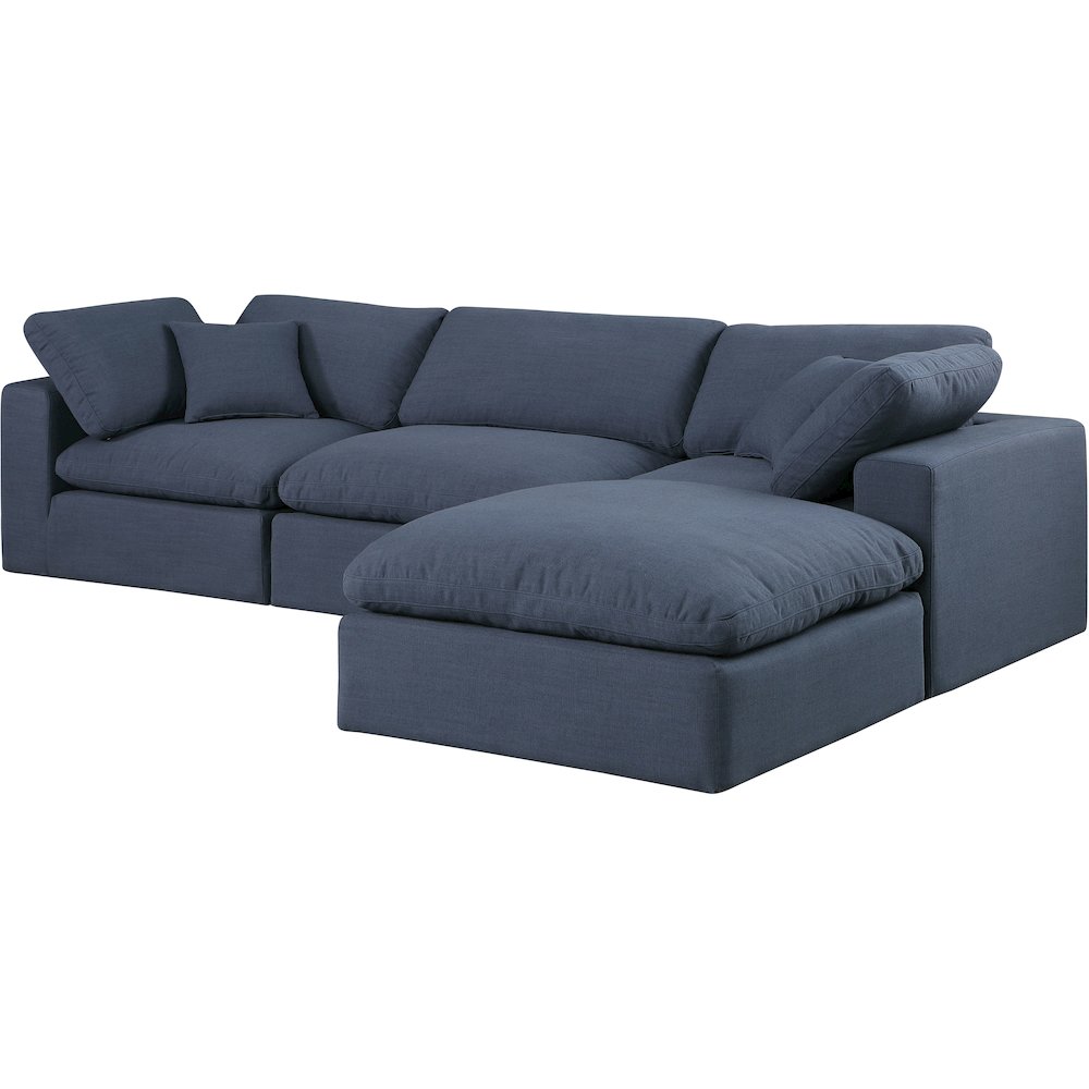 Comfy Navy Linen Textured Fabric Modular Sectional. Picture 2