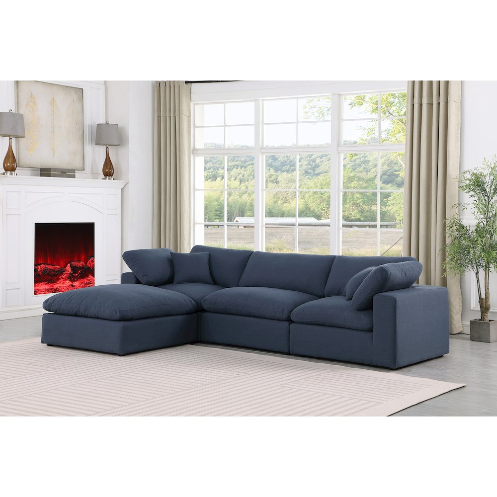 Comfy Navy Linen Textured Fabric Modular Sectional. Picture 3