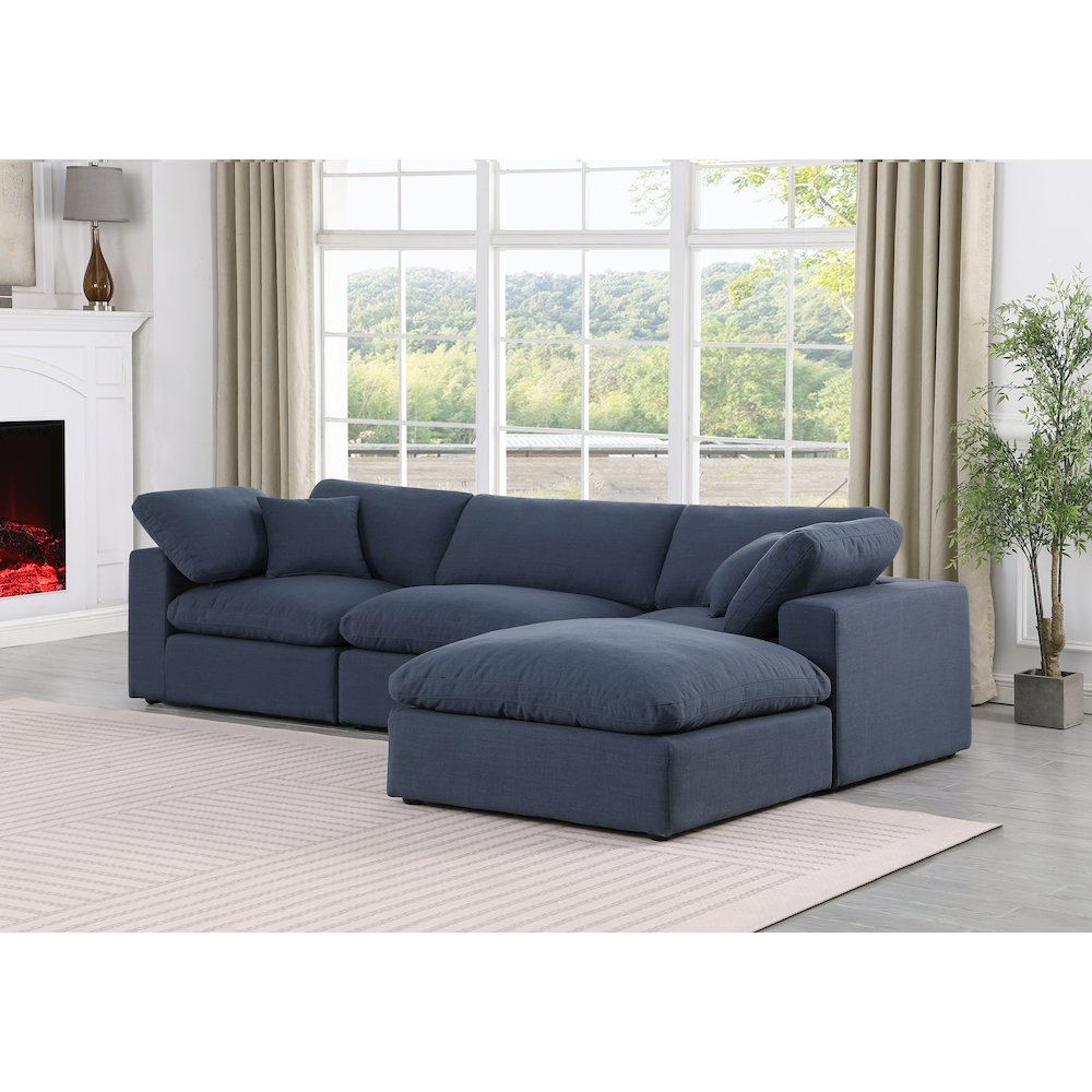 Comfy Navy Linen Textured Fabric Modular Sectional. Picture 4