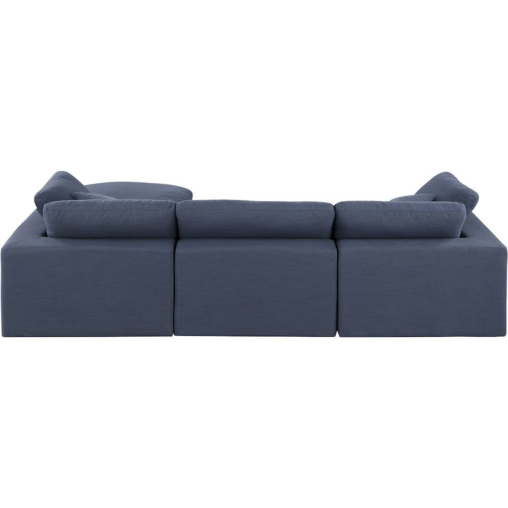 Comfy Navy Linen Textured Fabric Modular Sectional. Picture 5