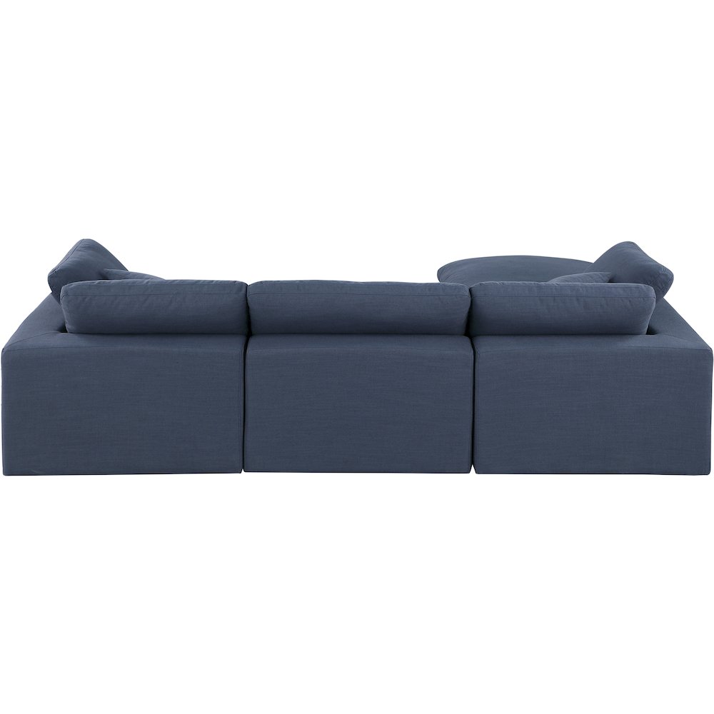 Comfy Navy Linen Textured Fabric Modular Sectional. Picture 6