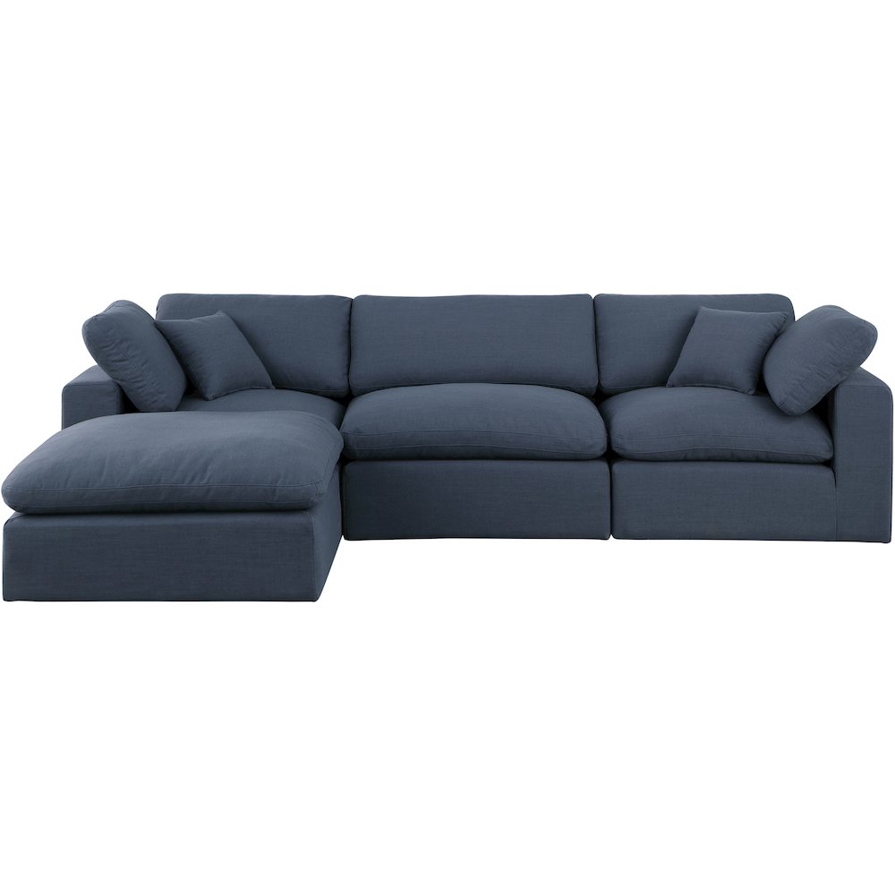 Comfy Navy Linen Textured Fabric Modular Sectional. Picture 7