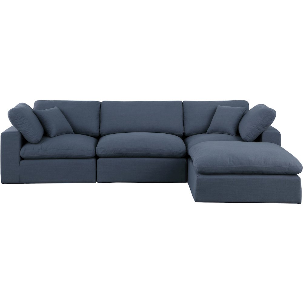Comfy Navy Linen Textured Fabric Modular Sectional. Picture 8