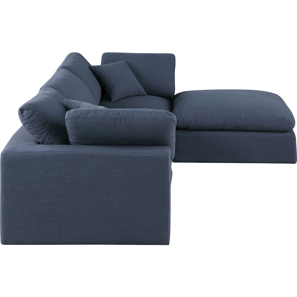 Comfy Navy Linen Textured Fabric Modular Sectional. Picture 9