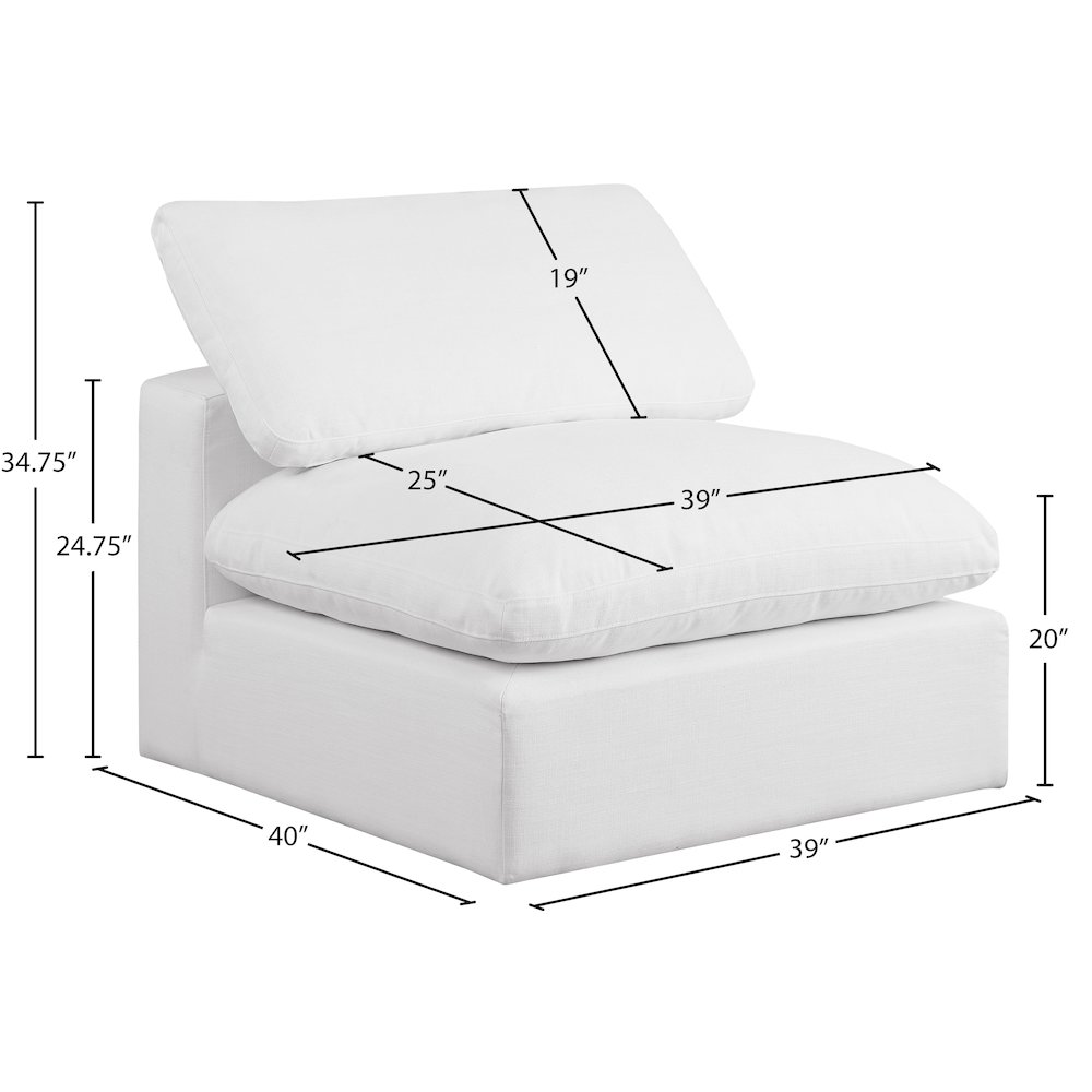 Comfy White Linen Textured Fabric Modular Armless Chair. Picture 9