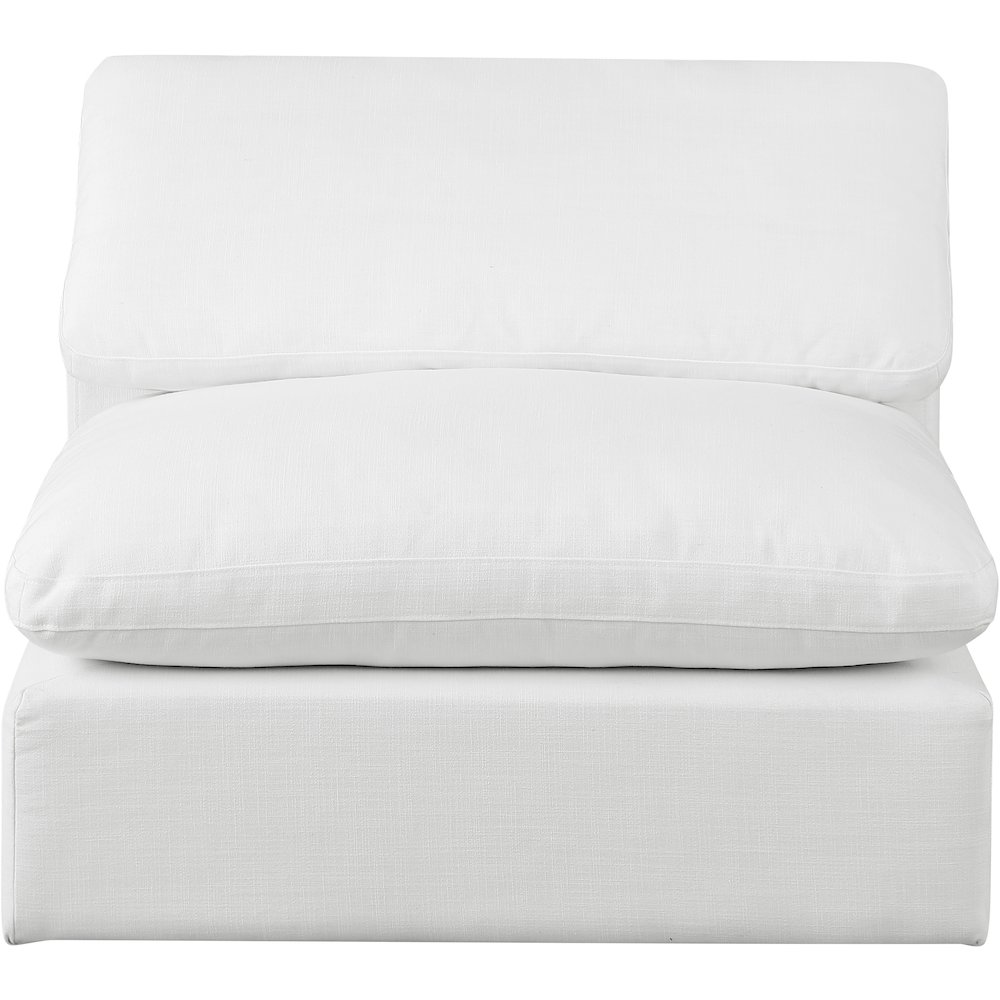 Comfy White Linen Textured Fabric Modular Armless Chair. Picture 4