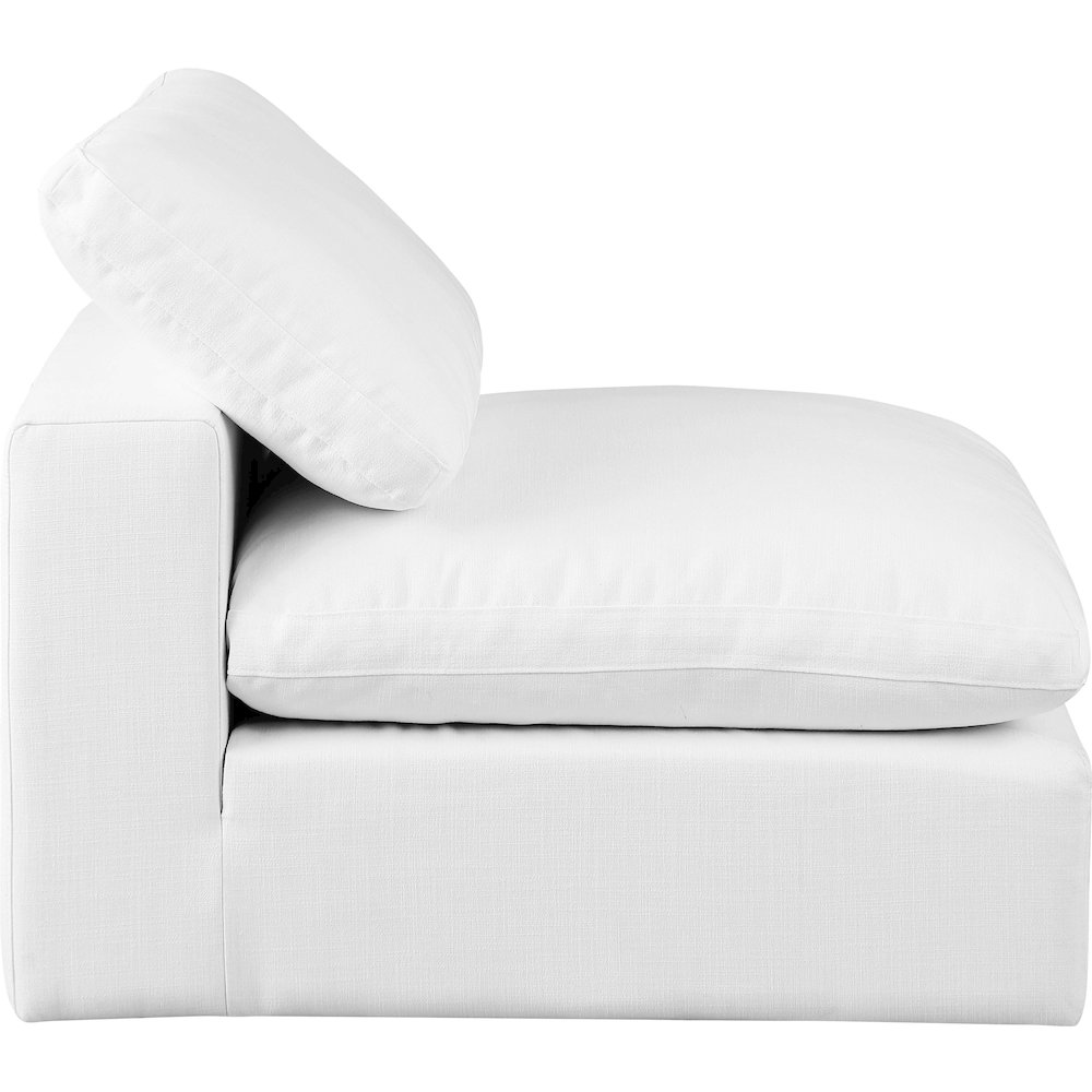 Comfy White Linen Textured Fabric Modular Armless Chair. Picture 5