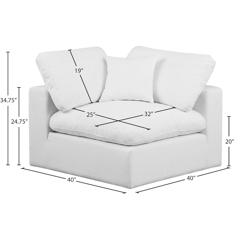 Comfy White Linen Textured Fabric Modular Corner Chair. Picture 8
