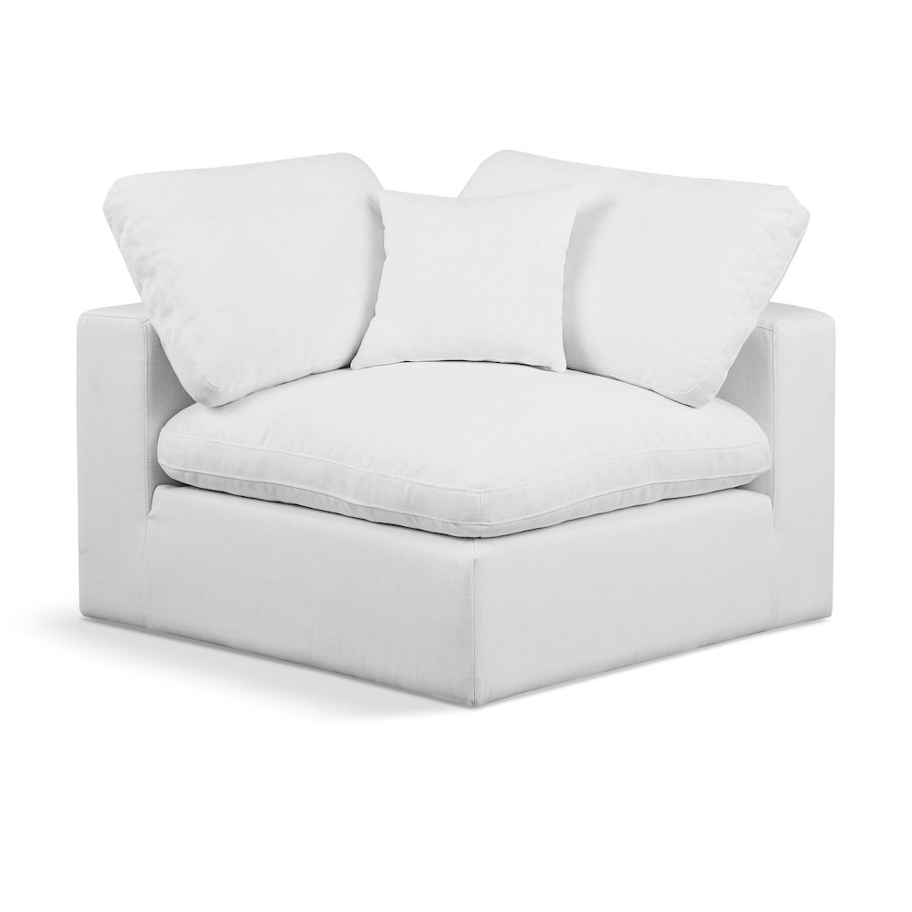 Comfy White Linen Textured Fabric Modular Corner Chair. Picture 1