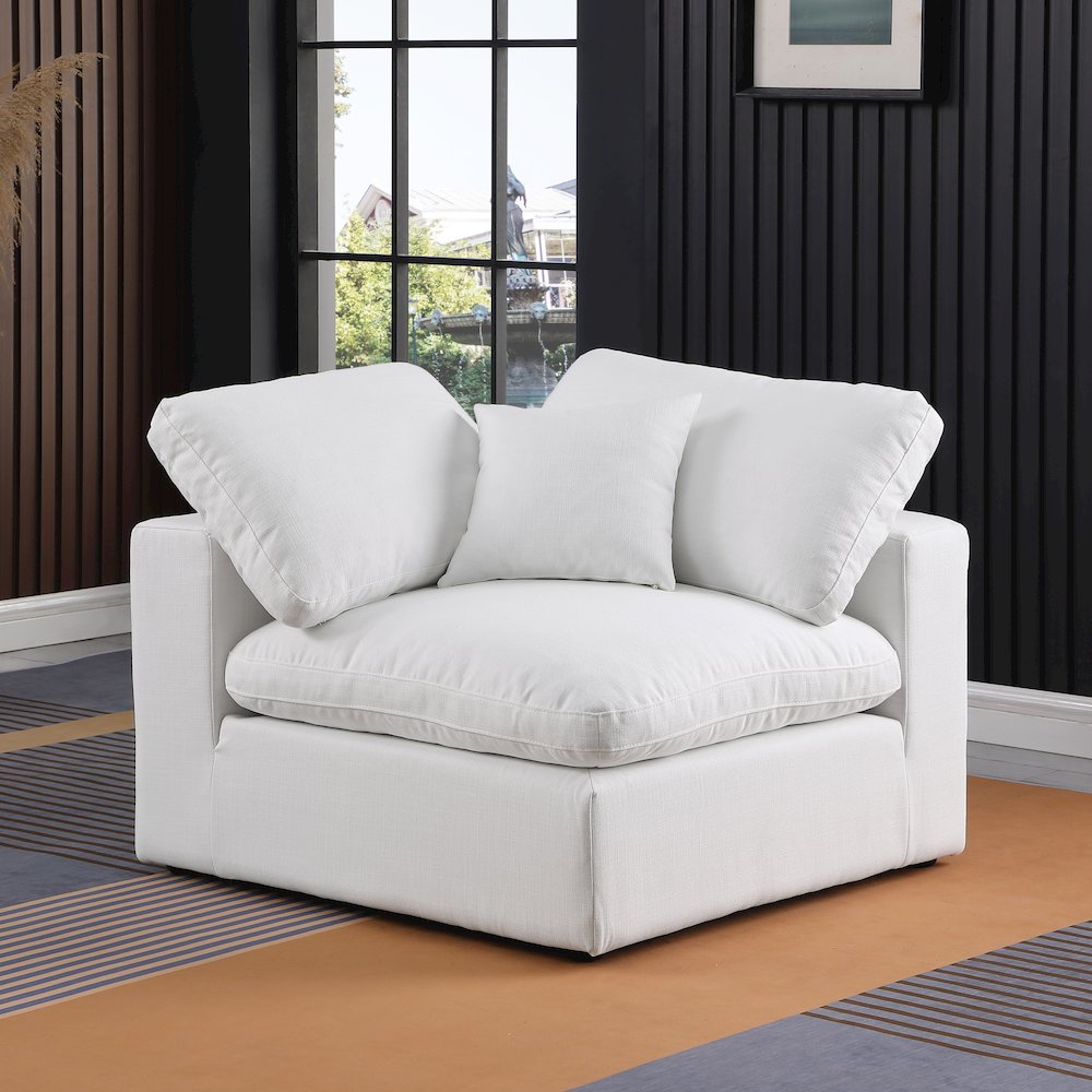 Comfy White Linen Textured Fabric Modular Corner Chair. Picture 2
