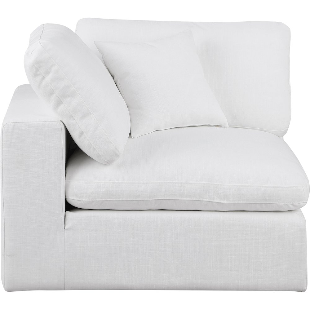 Comfy White Linen Textured Fabric Modular Corner Chair. Picture 4