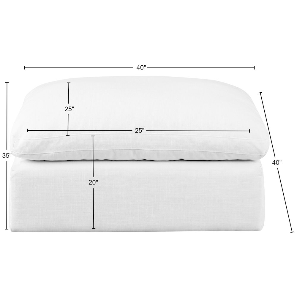 Comfy White Linen Textured Fabric Modular Ottoman. Picture 5